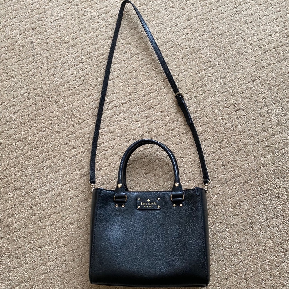 kate spade Black Pebbled Leather Crossbody Satchel